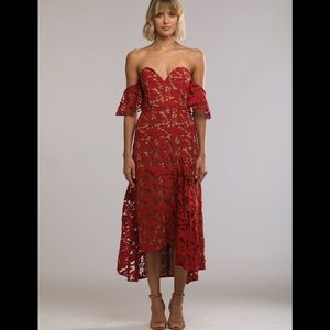 Saulee Scarlett Cotton Lace Off The-Shoulder Dress